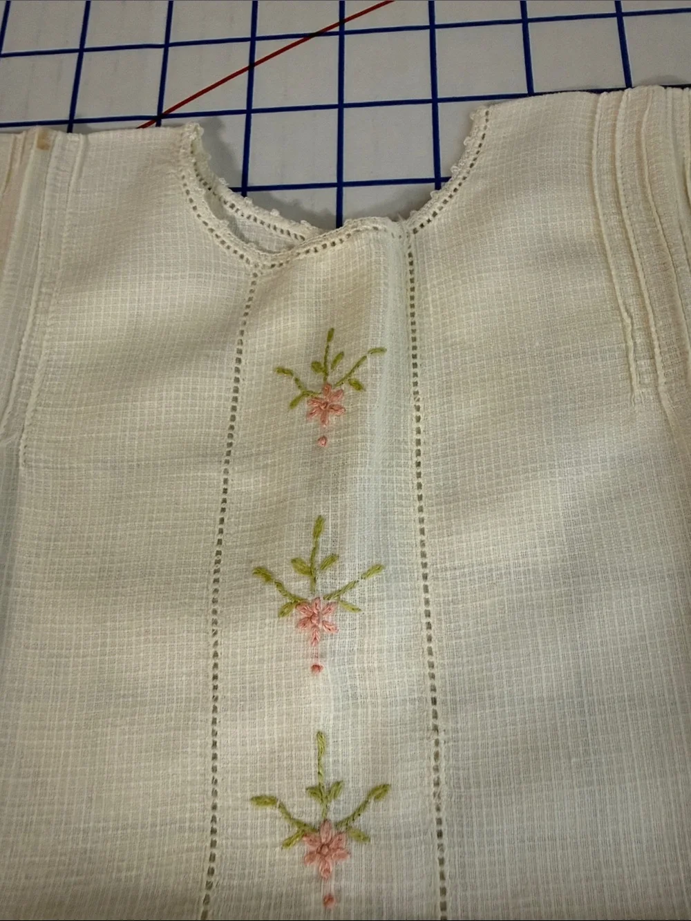 Antique c1920s Handmade Baby Shirt Hand Embroidery Pintucks Heirloom Sewing